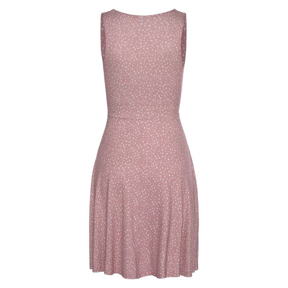 NWT Lascana Pink Sleeveless Ruched Printed Casual Soft Stretchy Flowy Mini Dress - Picture 15 of 16